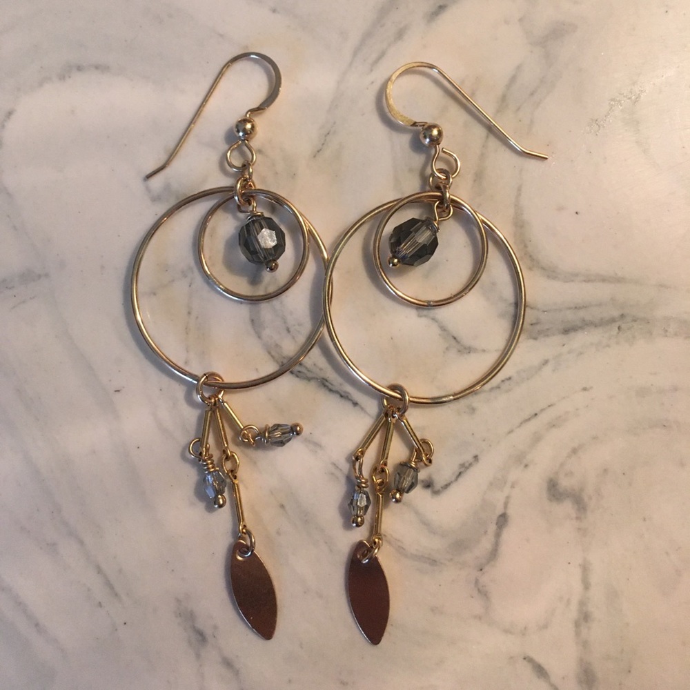 elvis et moi gold dangly hoop earrings